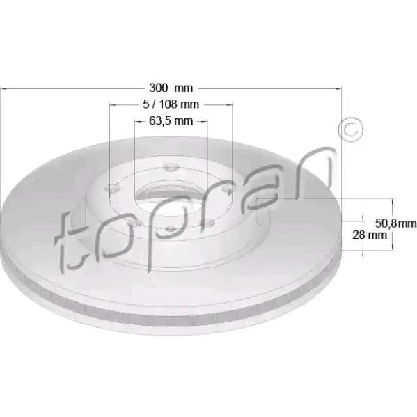 Тормозной диск TOPRAN 2443234 F6 8F9 304854 изображение 0