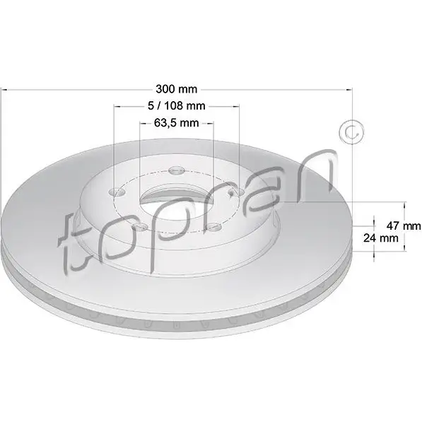 Тормозной диск TOPRAN 301956 0B0BB Y3 2442285 изображение 0