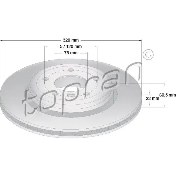 Тормозной диск TOPRAN 500580 UOJLJ R 2445439 изображение 0