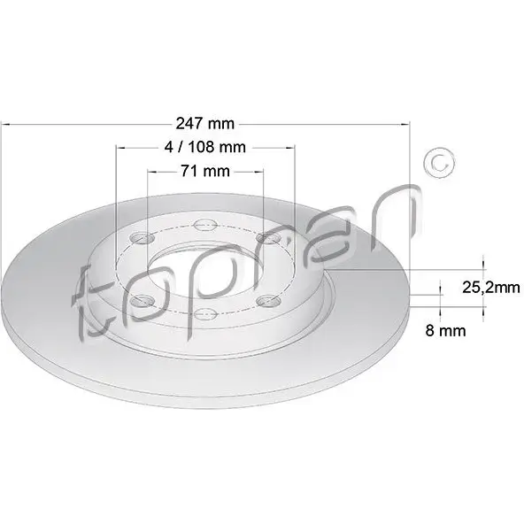Тормозной диск TOPRAN EO4 4A1 2449124 721891 изображение 0