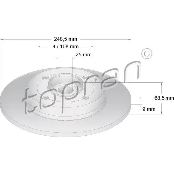 Тормозной диск TOPRAN ZWSK F 2448758 721185