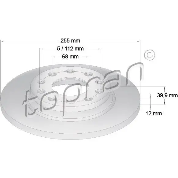 Тормозной диск TOPRAN 109527 HU4 3G 2435663 изображение 0