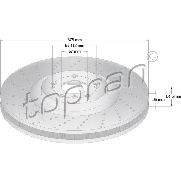 Тормозной диск TOPRAN 409481 1224456626 0 QIEFFD изображение 0