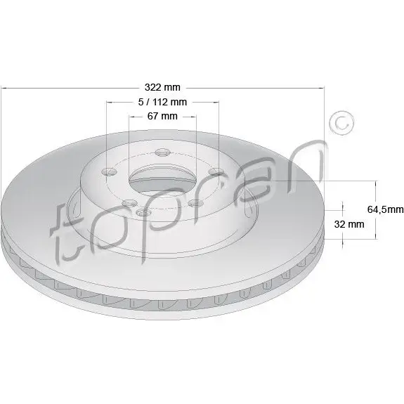 Тормозной диск TOPRAN 2444302 MAH WVF 401898 изображение 0