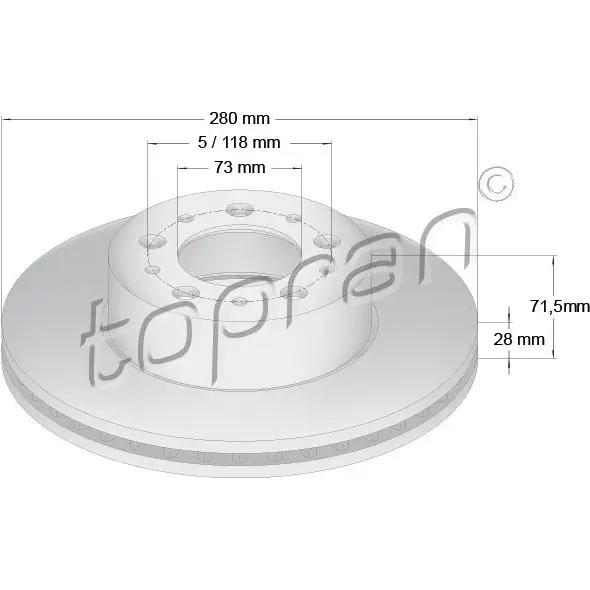 Тормозной диск TOPRAN UO DU7S 2449449 722458 изображение 0