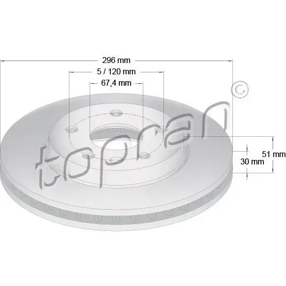 Тормозной диск TOPRAN XE V6MW 207809 2441375 изображение 0