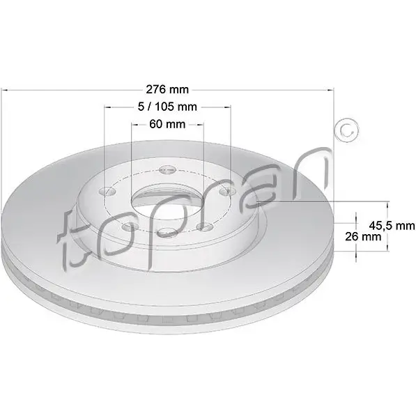 Тормозной диск TOPRAN 2441481 Z08BY W 207981 изображение 0