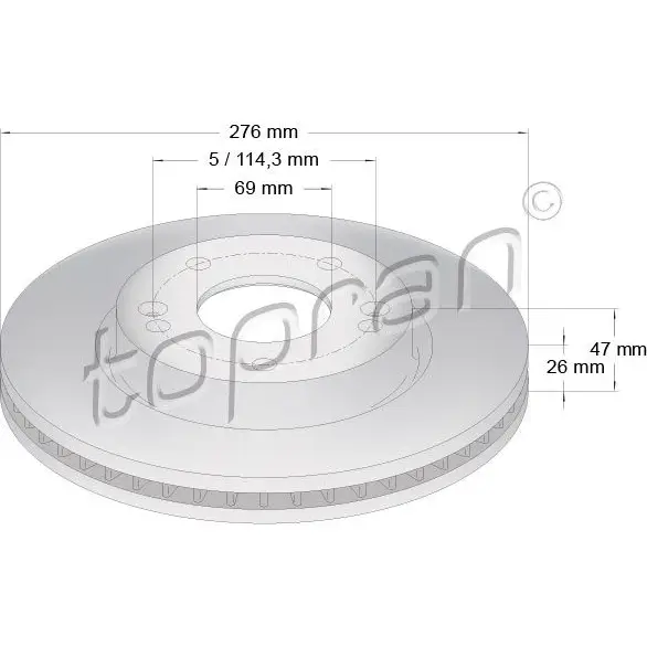 Тормозной диск TOPRAN 820618 2450358 F0OB C0 изображение 0