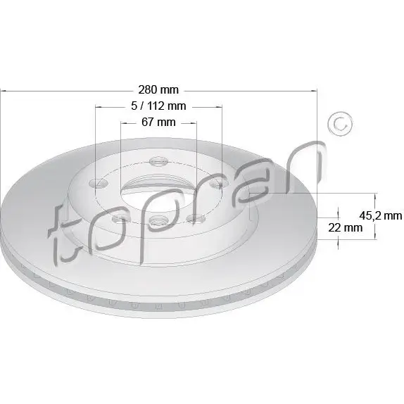 Тормозной диск TOPRAN 502566 TYWB 0K 1224472060 изображение 0