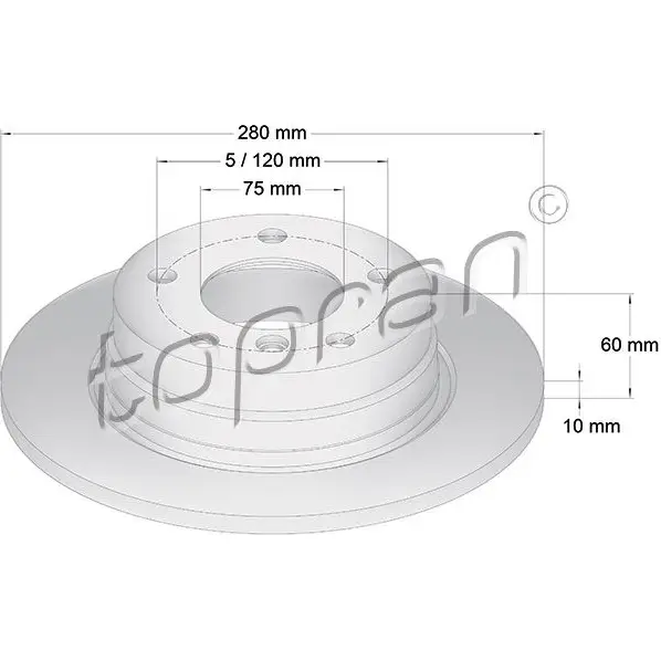 Тормозной диск TOPRAN 500564 2445426 L3V A7J1 изображение 0