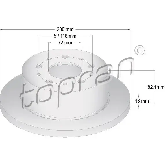 Тормозной диск TOPRAN 90CXE CM 721183 2448756 изображение 0