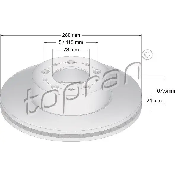 Тормозной диск TOPRAN 2449445 MVE4K6 C 722454 изображение 0