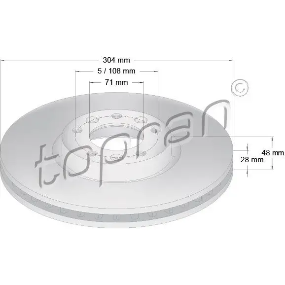 Тормозной диск TOPRAN 9 W8C8I7 1224496522 723321 изображение 0