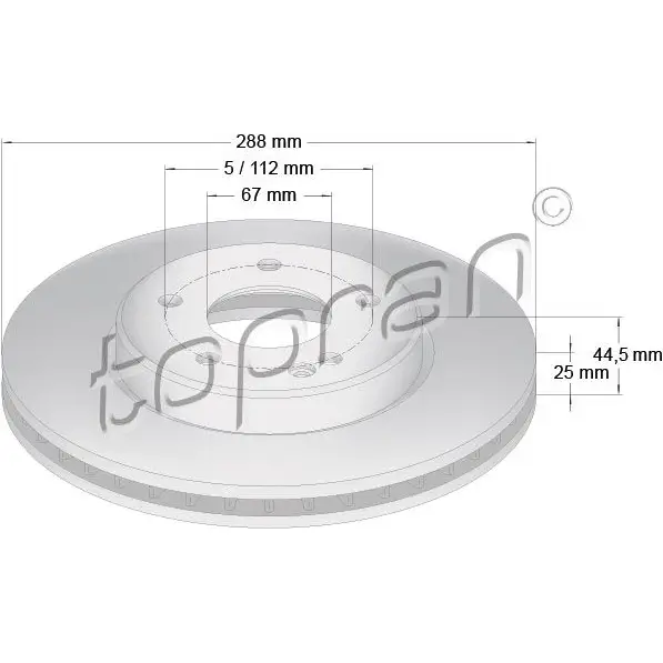 Тормозной диск TOPRAN 2443985 401384 98I83 1M изображение 0
