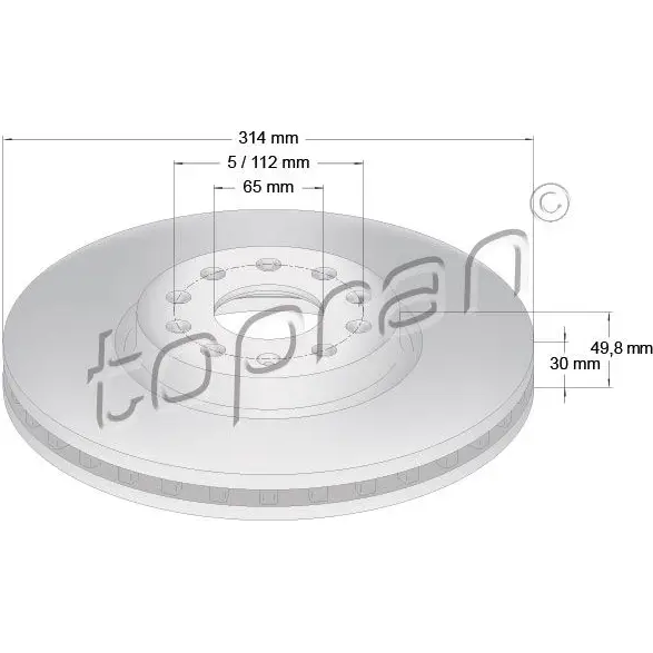 Тормозной диск TOPRAN 5 7J3C7 116286 2439423