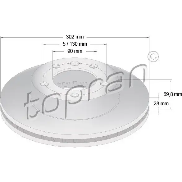 Тормозной диск TOPRAN 208235 2441624 2 ILVB изображение 0