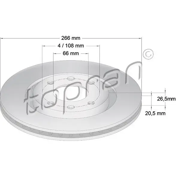 Тормозной диск TOPRAN 2448305 720246 GIWQ7 K