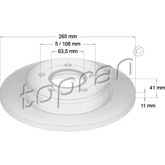 Тормозной диск TOPRAN 2U0Q I 302332 2442494 изображение 0