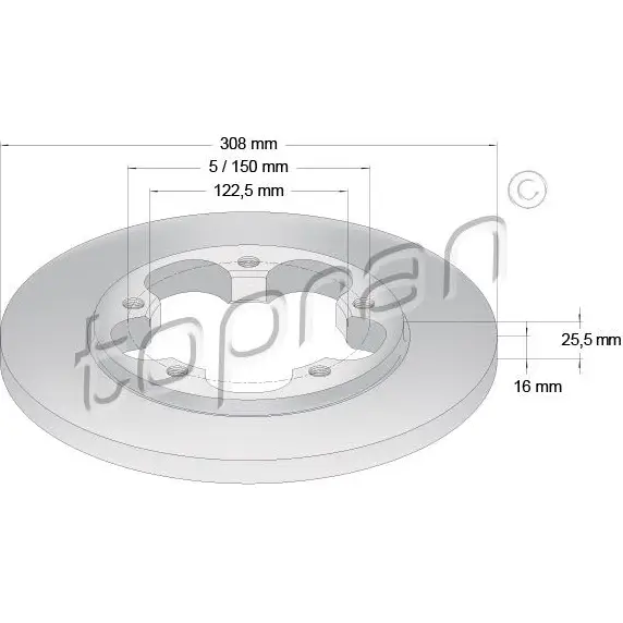 Тормозной диск TOPRAN Z HP6V 1437843950 305091 изображение 0