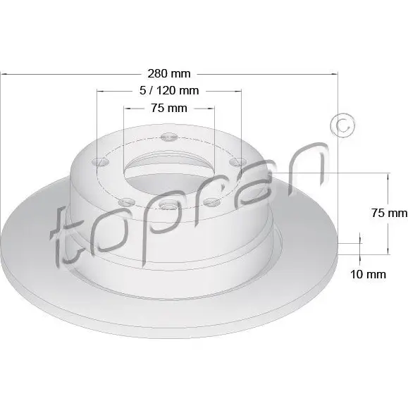 Тормозной диск TOPRAN 9M 76ZI 1224468978 502027 изображение 0