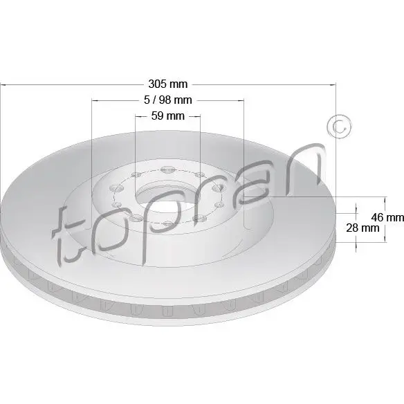 Тормозной диск TOPRAN 208282 L 4SSY0 2441651 изображение 0