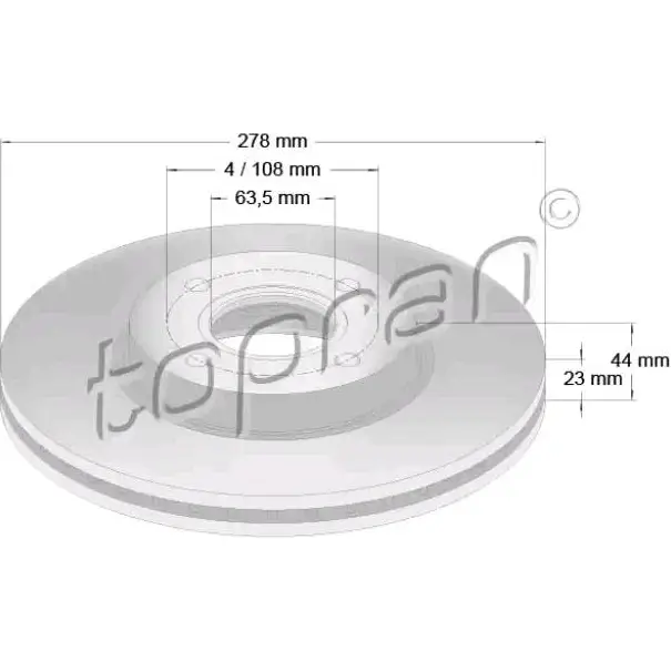 Тормозной диск TOPRAN 2443064 304458 3IC 7A изображение 0