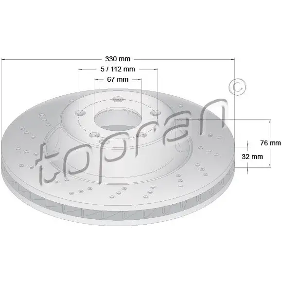 Тормозной диск TOPRAN 401385 2443986 F2MS R8