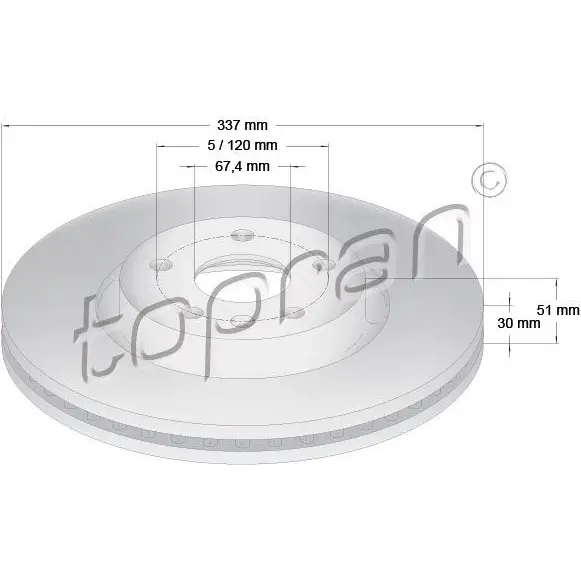 Тормозной диск TOPRAN 207991 XEC2M9 7 2441489 изображение 0