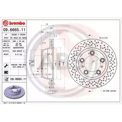 Тормозной диск A.B.S. 09.6665.11 CPO71M 1219630959 3 1ZA6 изображение 0