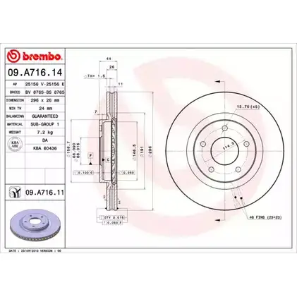 Тормозной диск A.B.S. BOBPCCV 09.A716.11 XWS3N F 1219635557 изображение 0