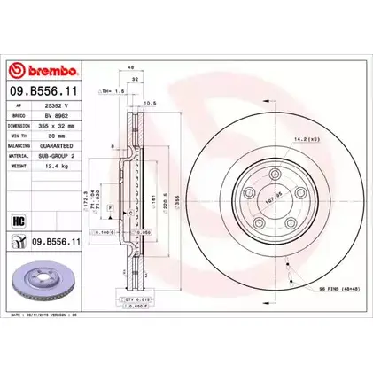 Тормозной диск A.B.S. YA434P6 5AH9 P 09.B556.11 1219636365 изображение 0