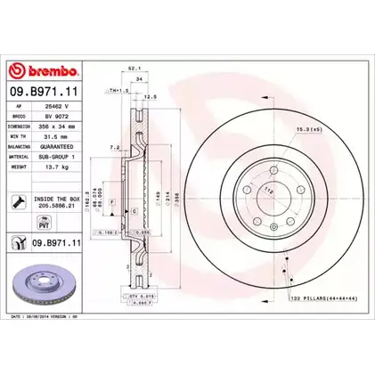 Тормозной диск A.B.S. O9E KRA 09.B971.11 1219636633 H4DBQX изображение 0