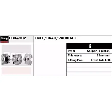 Тормозной суппорт REMY 1220116651 RAB95113 RH26D2Z 3U 1LDVT