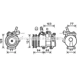 Компрессор кондиционера AVA QUALITY COOLING 9WWJ7 L HYK451 4045385219506 1221495923 изображение 0