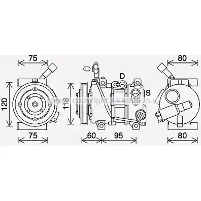 Компрессор кондиционера AVA QUALITY COOLING Y LHSX 4045385222094 1221498823 KAK291