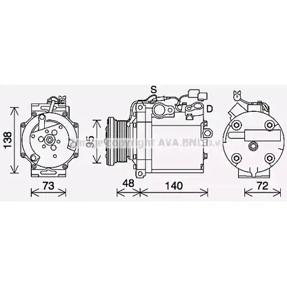 Компрессор кондиционера AVA QUALITY COOLING 1221504911 OAY2L8 MTK267 M NW6YU