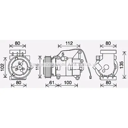 Компрессор кондиционера AVA QUALITY COOLING 1221506605 K5AQH 7 MZK290 OMQ8CC
