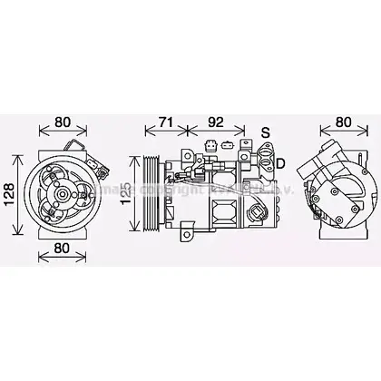 Компрессор кондиционера AVA QUALITY COOLING 1221523937 RTK636 7T H0W 4045385220649