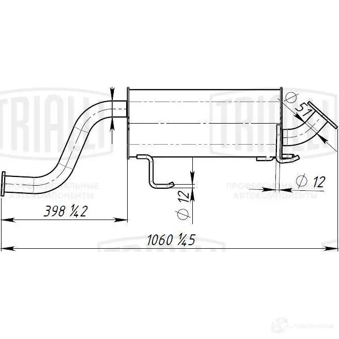 Глушитель TRIALLI EMM 0805 1438151446 8MWY 099