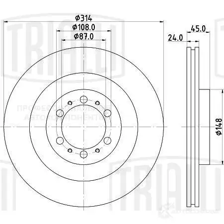 Тормозной диск TRIALLI DF 117403 1438151599 RYQT0 I изображение 0