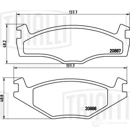 Тормозные колодки дисковые, комплект TRIALLI 1438151872 DG7 9CI PF 4372
