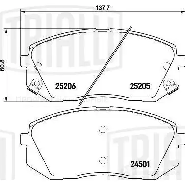 Тормозные колодки дисковые, комплект TRIALLI PF 0820 1438151893 S MOGI