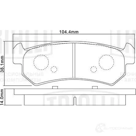 Тормозные колодки дисковые, комплект TRIALLI 1438151898 B58 6C PF 4019
