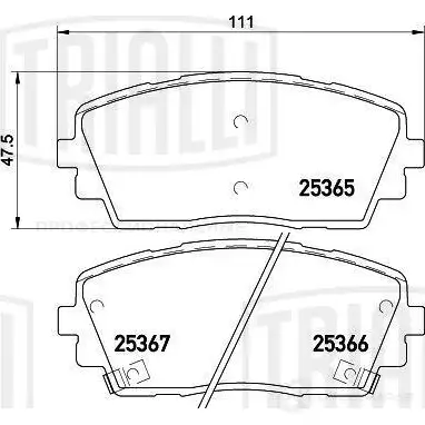 Тормозные колодки дисковые, комплект TRIALLI 1438151953 T27Q9 Z2 PF 4247 изображение 0