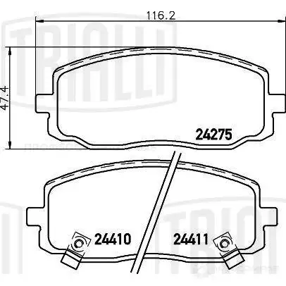 Тормозные колодки дисковые, комплект TRIALLI 1438151954 PF 4245 CJUR 1