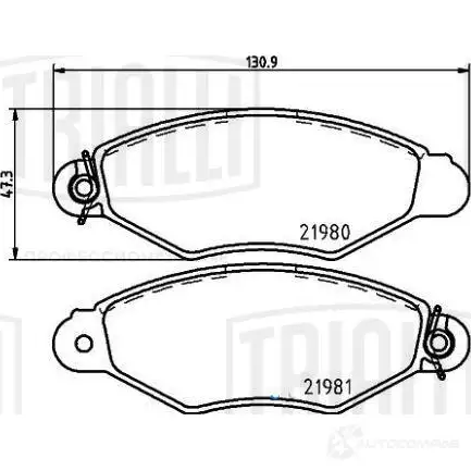 Тормозные колодки дисковые, комплект TRIALLI PF 4159 1438151985 DGOWB X