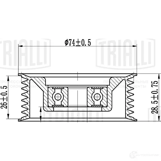 Ролик приводного ремня TRIALLI 1438152642 VWW9DD K cm5163