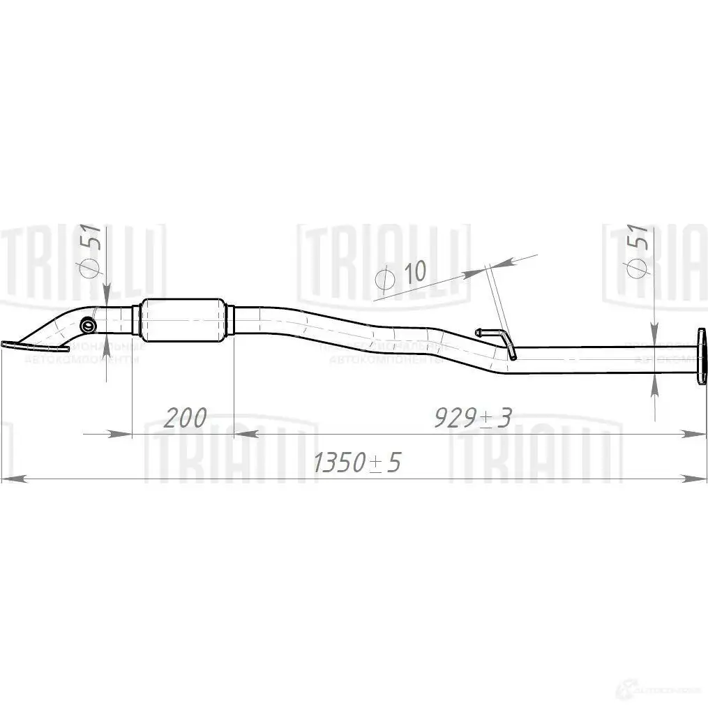 Выхлопная труба глушителя TRIALLI ERP 0509 1438153084 QDHQQM 1 изображение 0