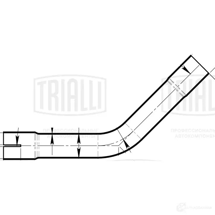 Труба с гибом развальцованная d=43, угол 45 (нержавеющая алюминизированная сталь) TRIALLI emc0435 0TIZM 4M 1438153478 изображение 0