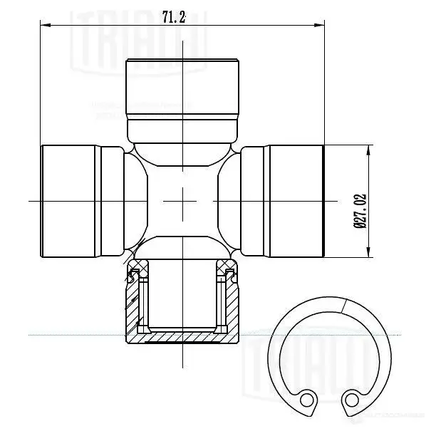 Крестовина для автомобилей nissan navara (05-) (27,02x71,2) TRIALLI 1439735563 CC517 NTM M9